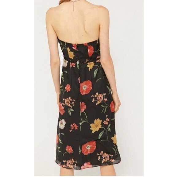 Urban Outfitters Strapless Dress Women's Small Black Floral Chiffon Lined - Picture 8 of 9